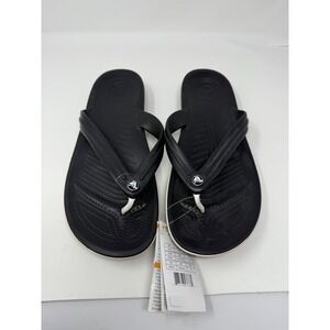 CROCS Black Leather rubber Thong Sandals Men's‎ NWT Sz 12